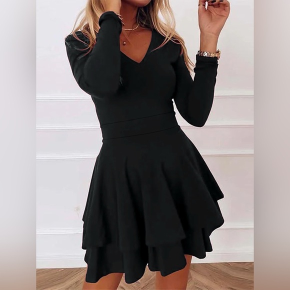 V-Neck Layered Ruffle Mini Dress - Picture 16 of 16